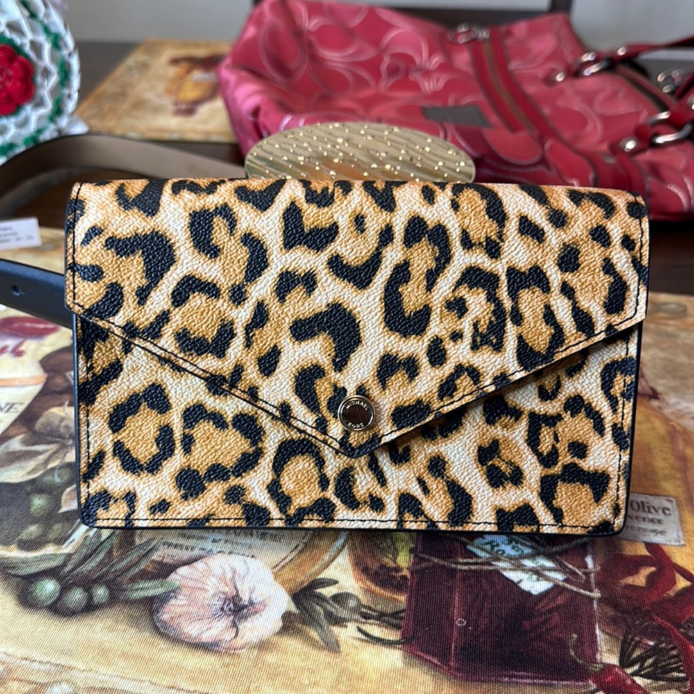 NWT MK Michael Kors Belt Bag Leopard Print Size XL